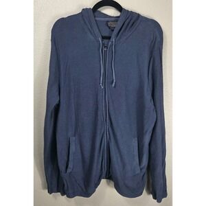 Pendleton Blue Hooded Zip Cardigan Sweater Men's Large Made in Peru